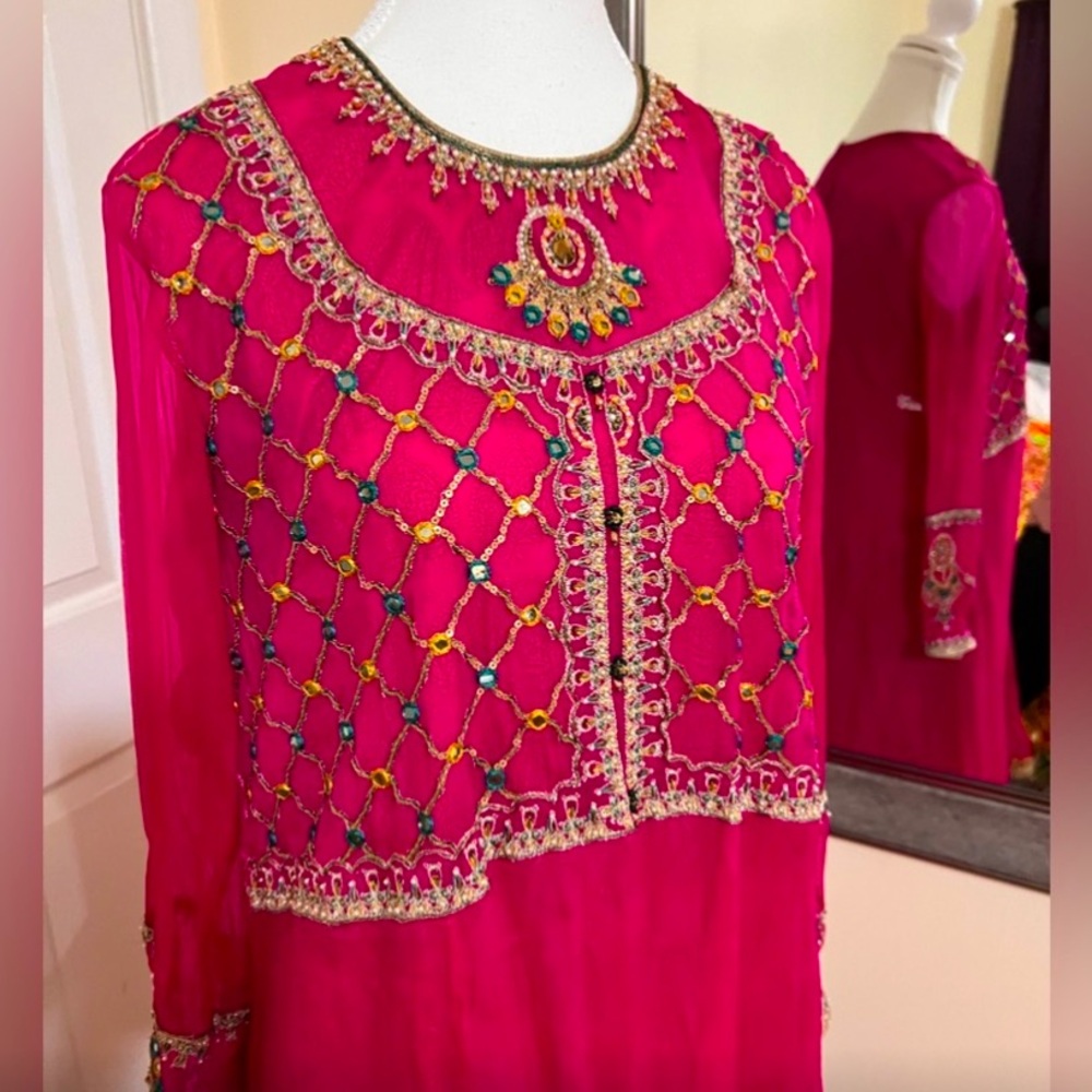 Vibrant Pink Embellished Top